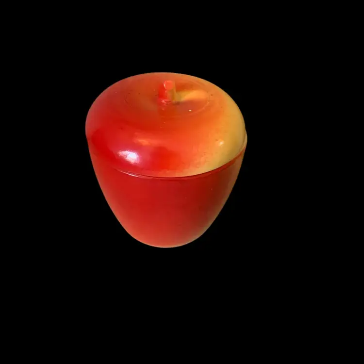 Painted Milk Glass Apple Trinket Box 3 X 4