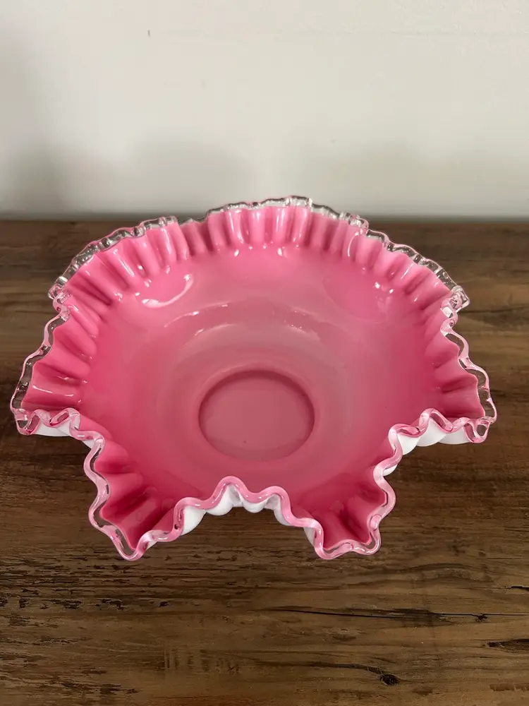 FENTON Pink Crest 10” Bowl