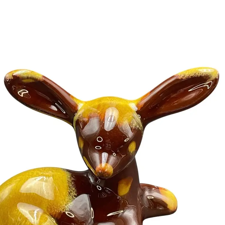 Blue Mountain Pottery Fawn Doe Deer Figurine Big Ears Harvest Gold Brown Glaze