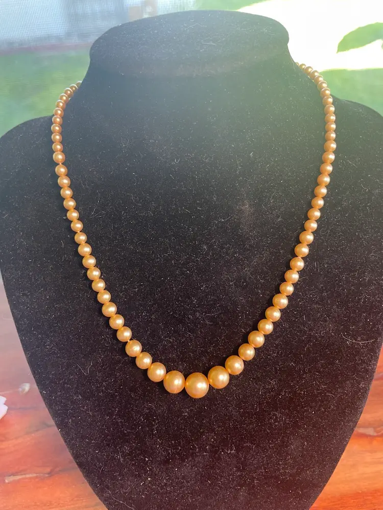 Antique Champagne Pearls With Sterling Silver Clasp