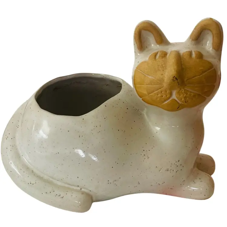 VTG 9” H x 11” W David Stewart Cat Planter 1960s Lions Valley Pottery Midcentury Modern