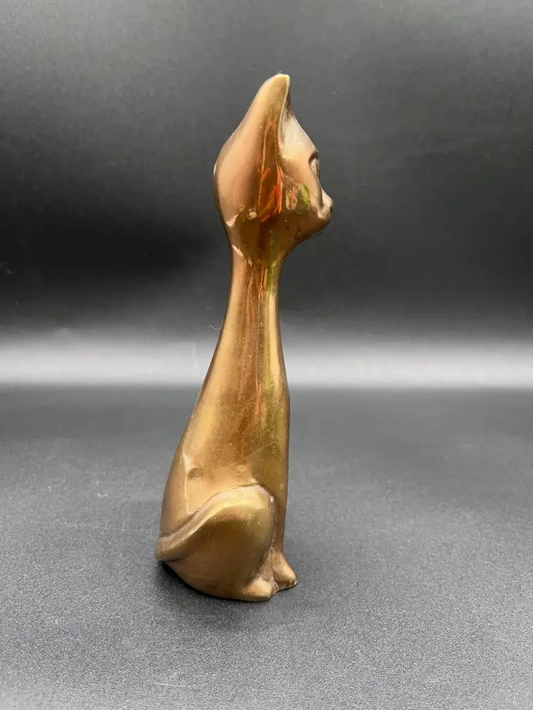 Solid Brass Stretch Neck Seated Cat India 6”🐈