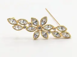 Vintage Monet Gold Tone Flower Rhinestone Brooch
