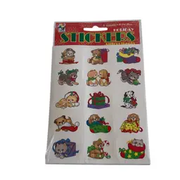 NOS 1990’s Color Clings Holiday Sticker Set with Puppies And Kittens