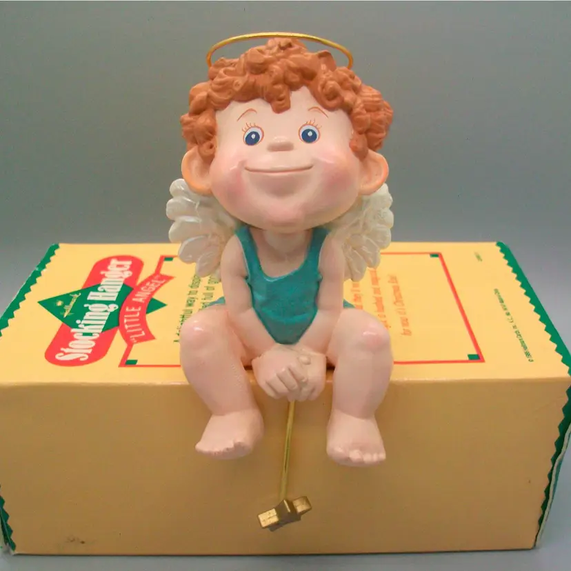 Vintage Hallmark 1986 Little Angel Stocking Holder Hanger in Box