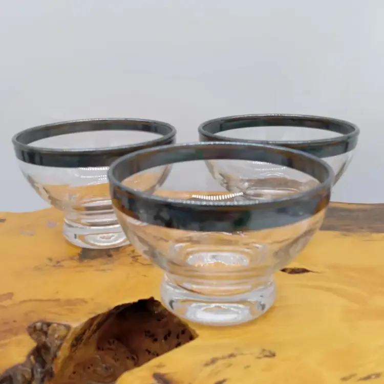 3 small silver band glasses, Dorothy Thorp?