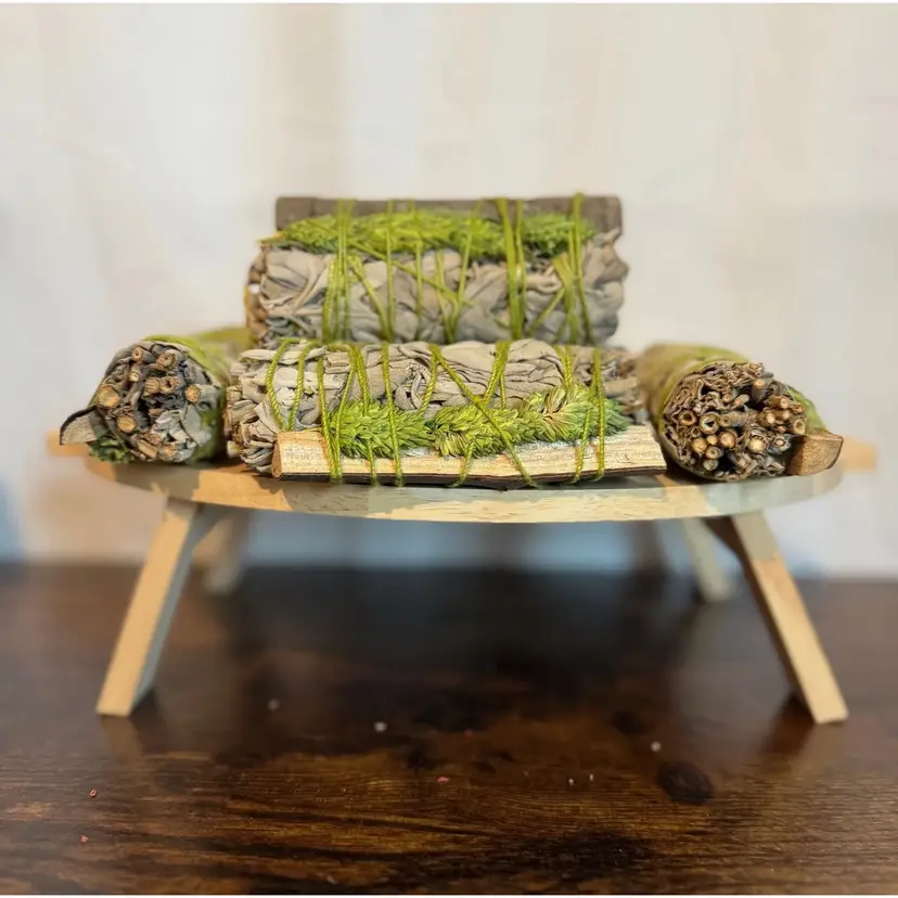 White Sage + Green Phalaris + Palo De Lentisco Smudge Stick 4in.