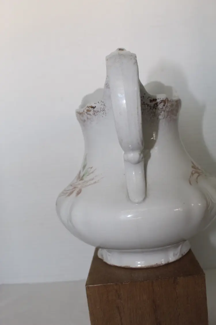 Antique 7 In Semi Porcelain Ewer With Floral Pattern (See Photos) WMCO