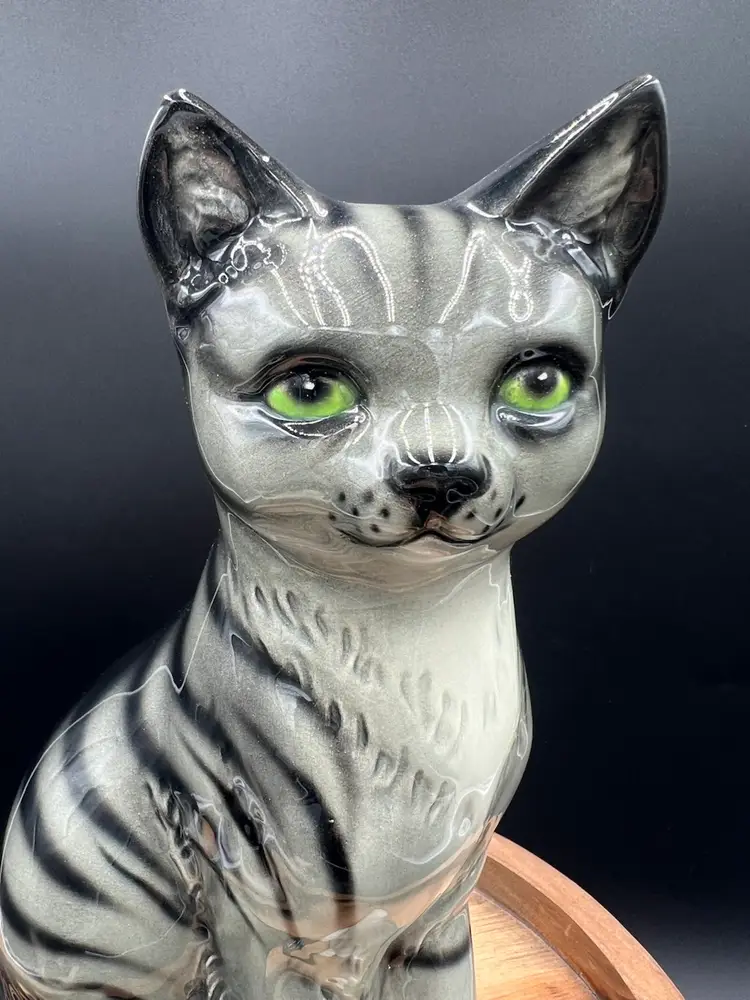Large Collectible Goebel Grey Tabby Cat Porcelain Figurine
