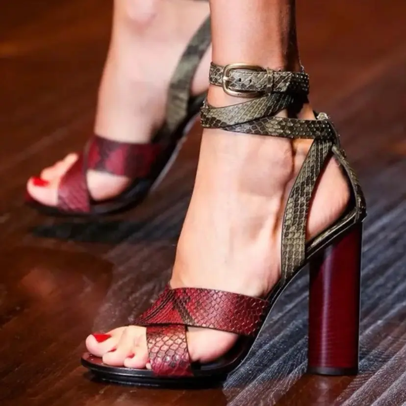 Gucci Snake Embossed Platform Sandals