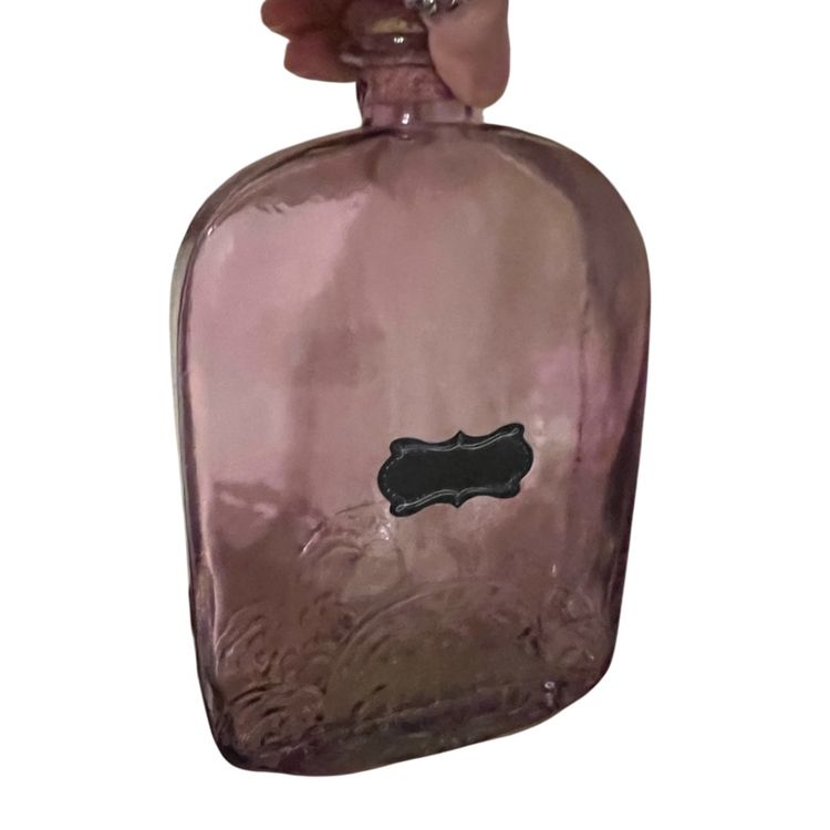Large Glass Bottle W/ Cork Stopper Pale Violet Color (Flashed) 8”