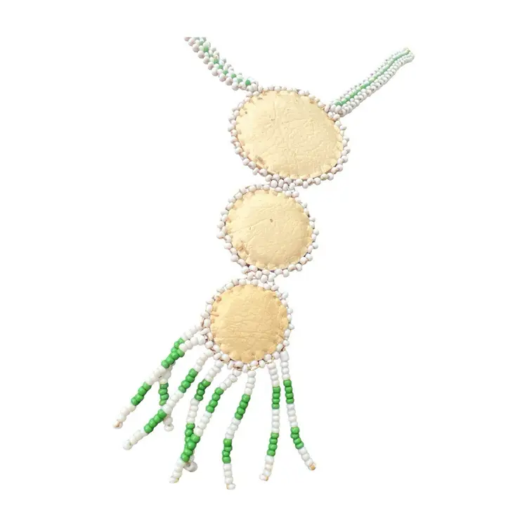 Native Thunderbird Beaded Necklace With Green Red And White Accents