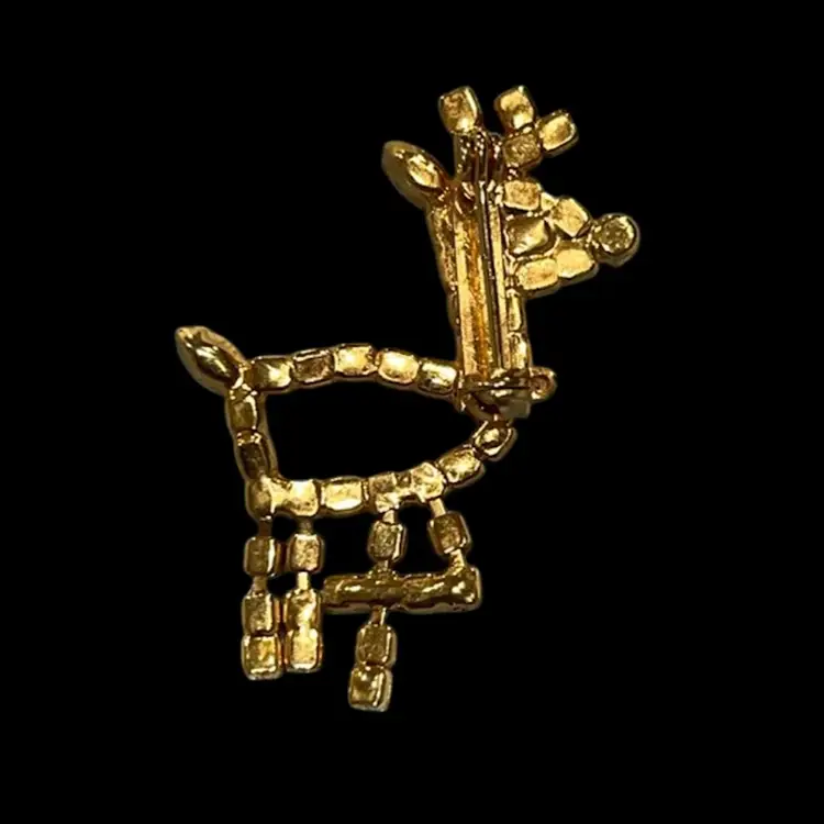 Vintage Rhinestone Reindeer Brooch Reticulating Legs