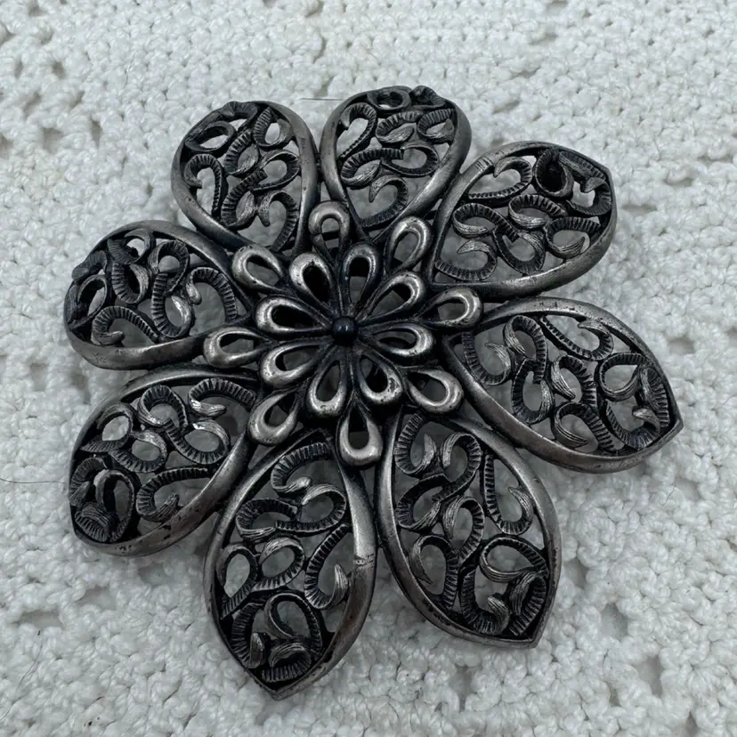 Metal Flower Brooch