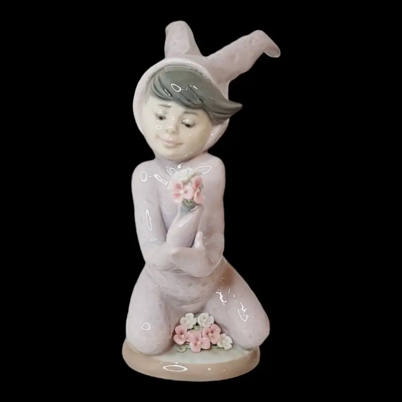Vintage Lladro In The Meadow Girl in Bunny Rabbit Costume RETIRED Easter READ