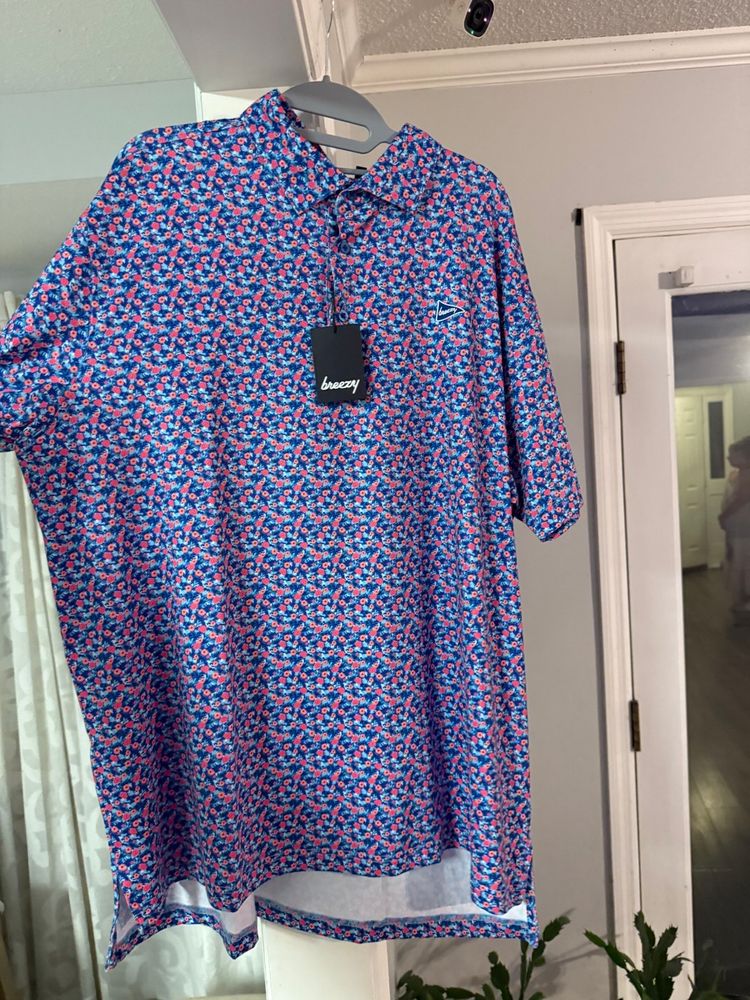 Breezy Golf 2xl Spring Floral Polo New With Tags