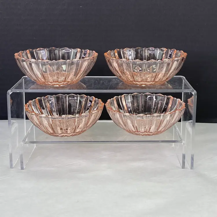 Vintage Anchor Hocking Fortune Pink Glass Dessert Bowls Set Of 4