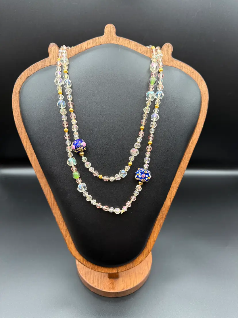 Vintage 38 Inch Wedding Cake Bead Necklace