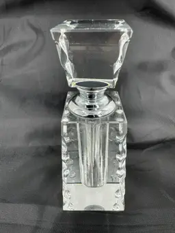 Oleg Cassini Signed Faceted Crystal Perfume Bottle with Glass Applicator