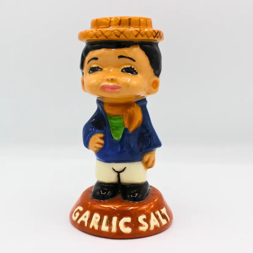 Vintage Italian Boy Garlic Salt Shaker Figurine Retro Kitchen Decor Farmhouse