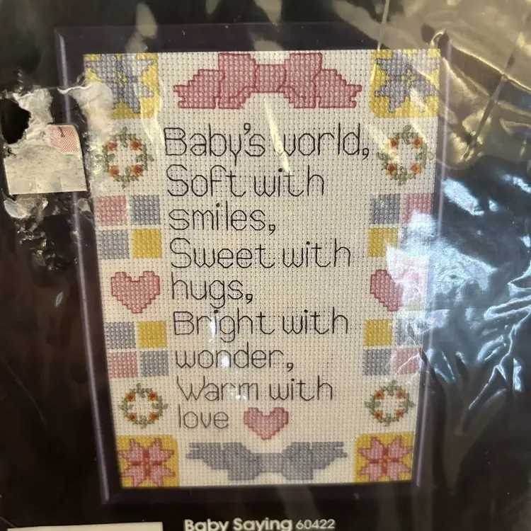 "Baby Sayings" Counted Cross Stitch Kit 1990 by Golden Bee Stitchery Inc #6422