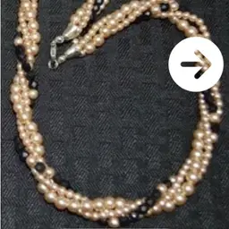 Vintage Triple Twist Pearl/Black Bead Necklace