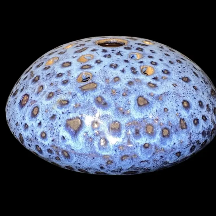 Blue Ceramic Posey Pot Flower Frog Made In Thailand