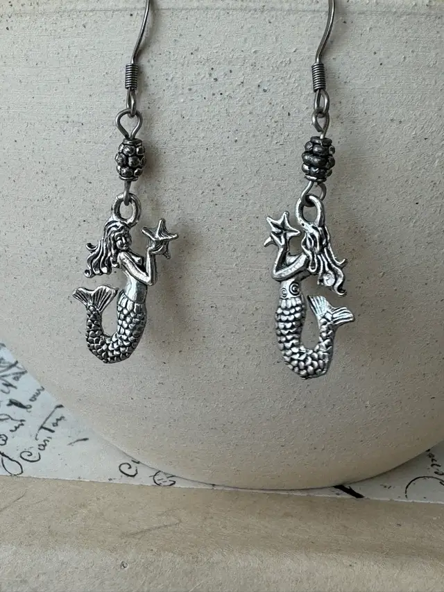 Mermaid Silver Dangle Earrings