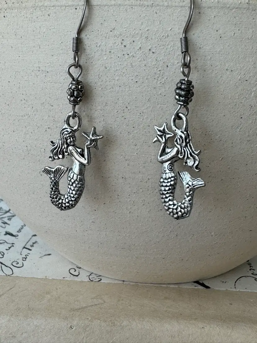 Mermaid Silver Dangle Earrings