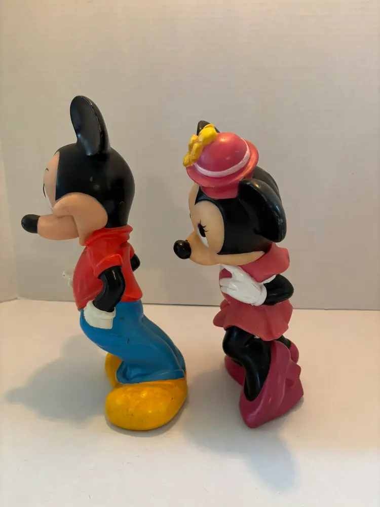 Vintage Pair of ILLCO Banks Mickey and Minnie Mouse Plastic Disney 11 in. Tall