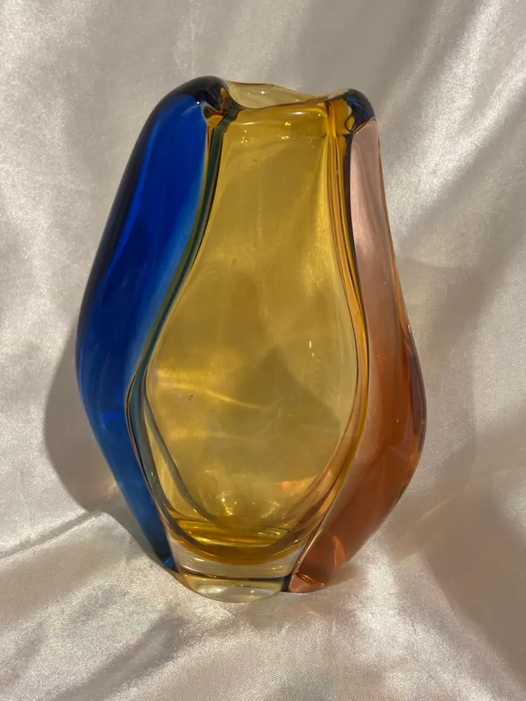 Czech Glass Tri-Color Vase Small chip base