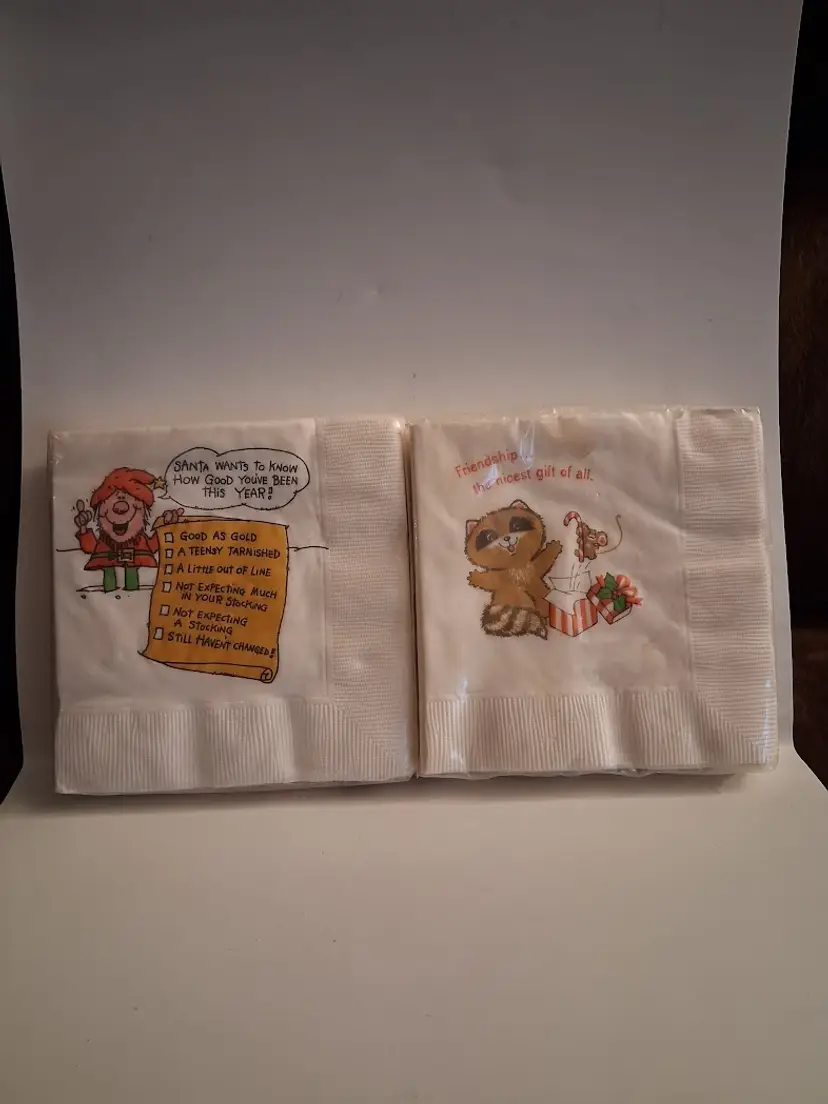 Vintage Hallmark Christmas Themed Beverage/Cocktail Napkins, NOS/Sealed!