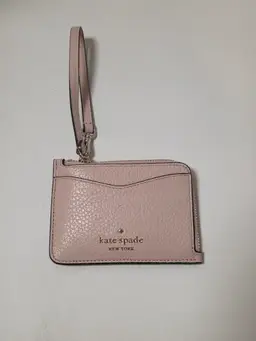 Kate Spade Wristlet Pink Pebbled Leather Key Chain Coin Purse Card Slots Zipper