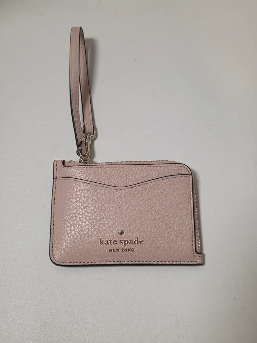 Kate Spade Wristlet Pink Pebbled Leather Key Chain Coin Purse Card Slots Zipper