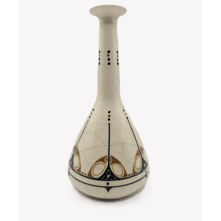 #01 - C. 1905 Bert NIENHUIS Vase, 7" tall x 3.5" wide, Distel Pottery, Amsterdam, Holland, Art Nouveau Antique