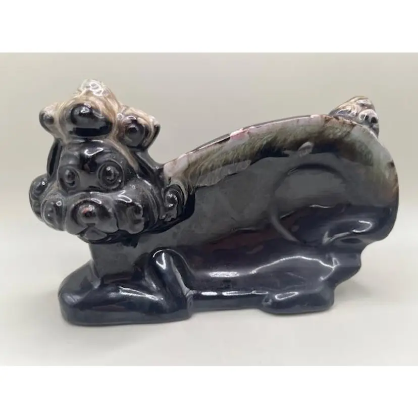 #01 - Pair Of Vintage 1950's MCM Redware Hand Painted Poodle Ashtray/Trinket Dishes ~ Made In Korea ~ Unique Glaze Finish ~ 6.25 inches Long