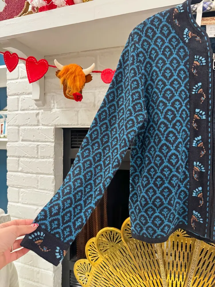 Norm Thompson Blue Cardigan Sweater PM