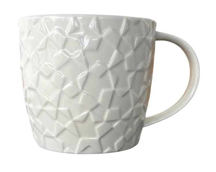 Starbucks White Christmas Snowflake Coffee Mug Cup Embossed 2011 Bone China