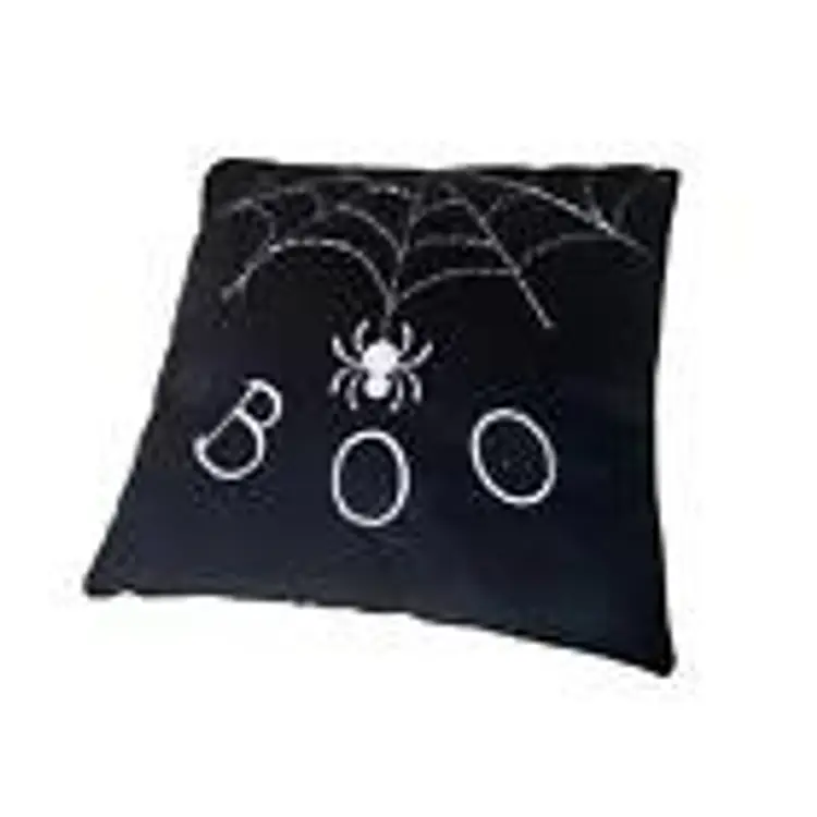 Pier 1 Imports Spider Web Pillow Embroidered Halloween Black Velour Super Soft
