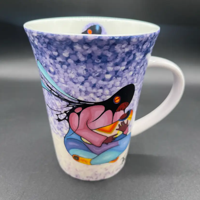 #16 Canadian Ojibway Artist Cecil Youngfox “Joyous Motherhood” Porcelain Fluted Coffee Mug 4.5”