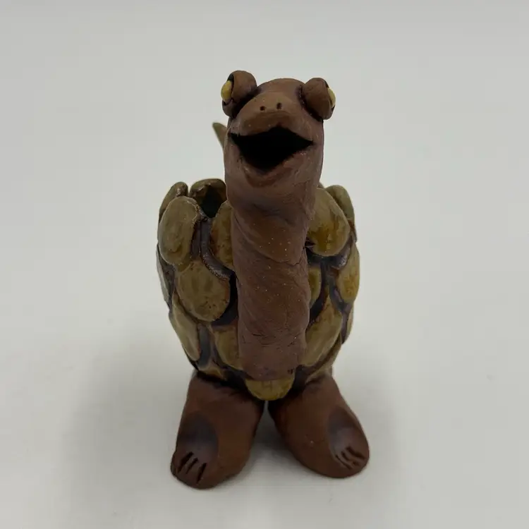 Handcrafted Art Pottery Turtle Small Planter Figurine Anthropomorphic Tortoise