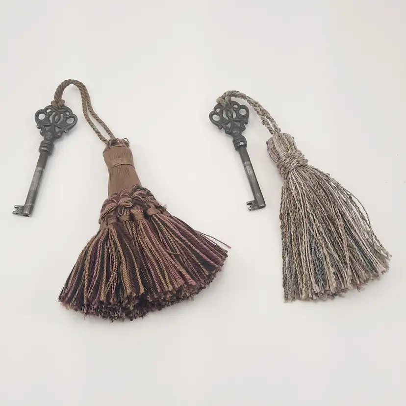 Skeleton Keys Fringe Tassels Home Decor Set of 2