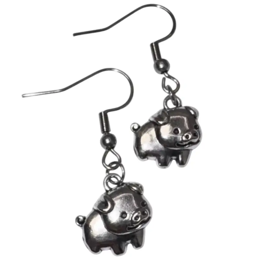 Pig Piglet Pigs Charms Handmade Dangle/Fishhook Earrings