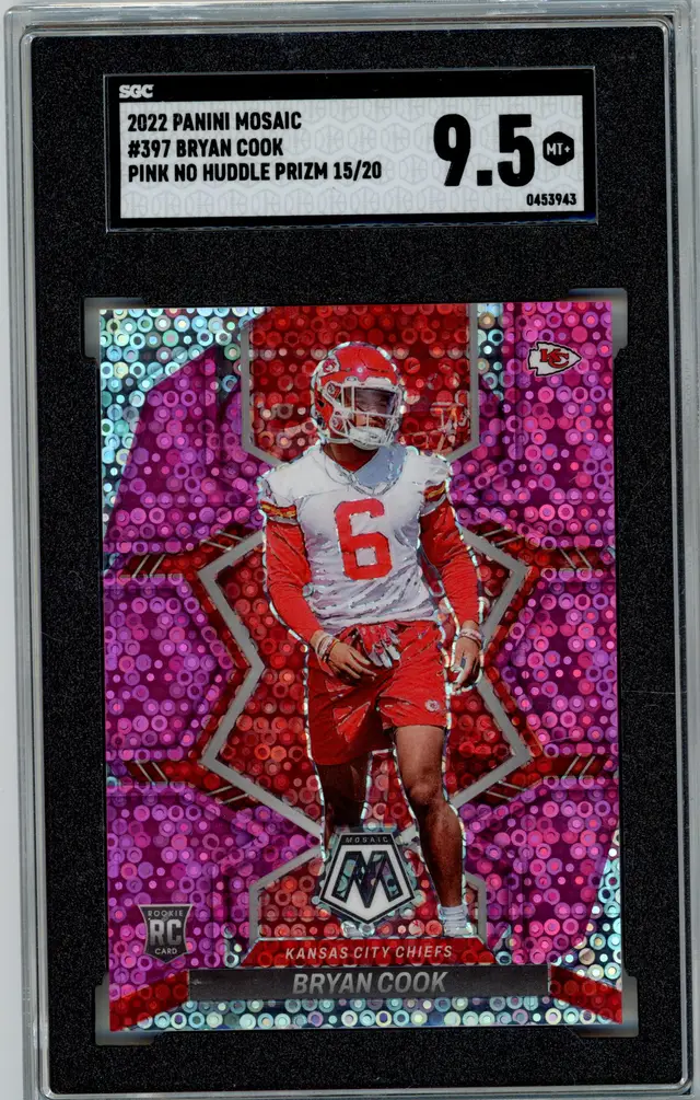 2022 Panini Mosaic BRYAN COOK RC Rookie /20 Pink No Huddle Prizm SP #397 CHIEFS SGC 9.5 MT+
