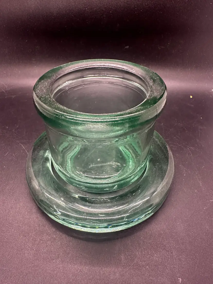 520. VTG ST. CLAIR Glass votive candle and large candle holder