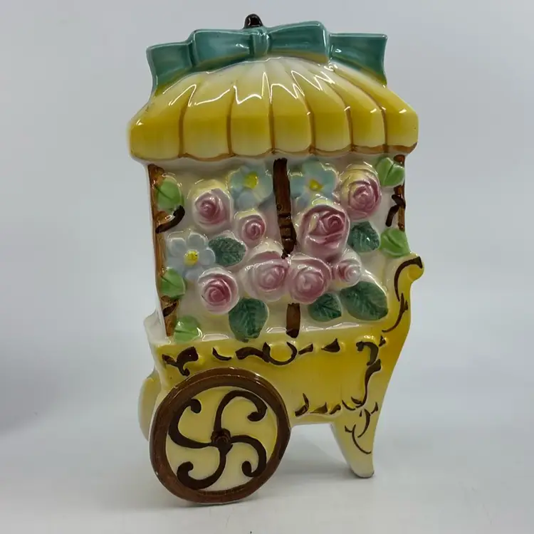 HTF Criterion Japan Flower Cart Wall Pocket 6.5H 3.75W
