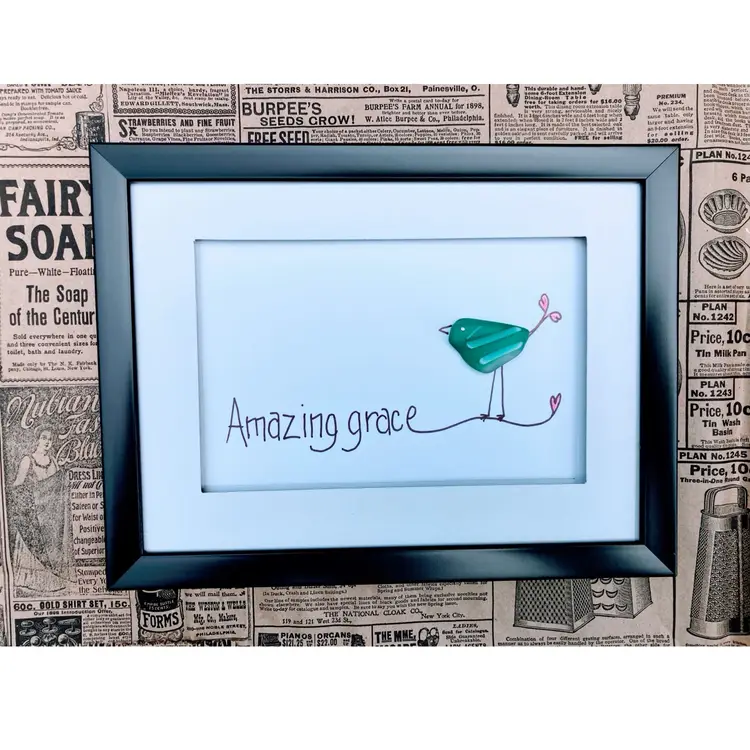 Reimagined Broken Art Glass Art..Amazing grace..it’s Got A Bird On It