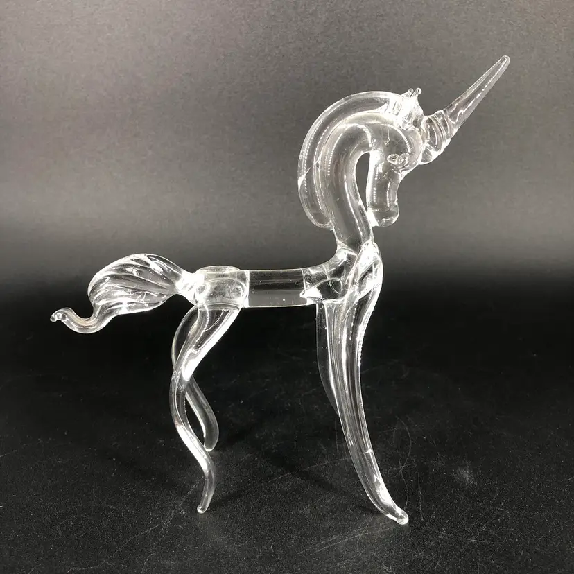Clear Glass Elegant Unicorn Figurine