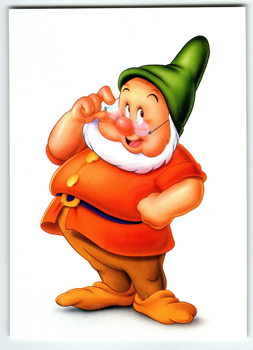 Doc Snow White And The Seven Dwarfs Disney Postcard Vintage Unused Cute Pose