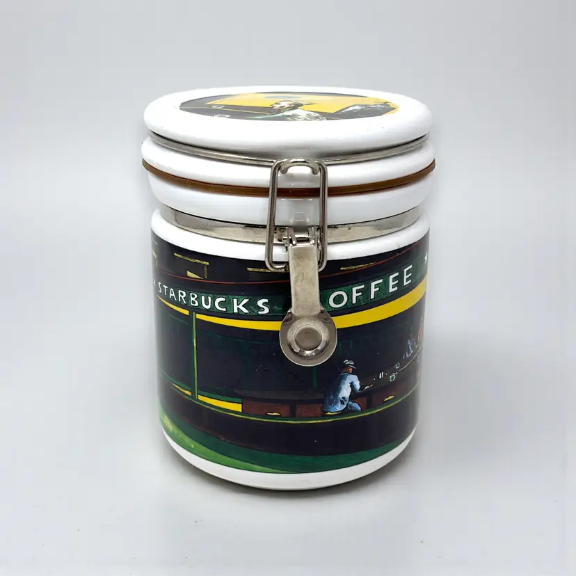 Starbucks Coffee Canister Clamp Lid 6.5in Taiwan 1990s Diner Scene (0049-26)